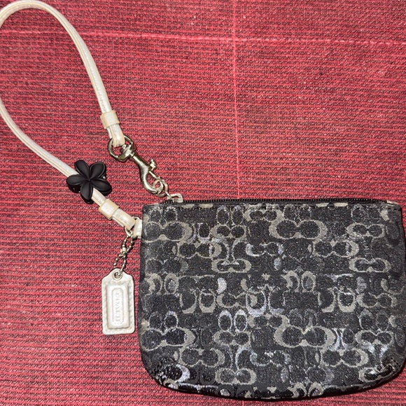 Coach Vintage Black and Silver Wristlet Wallet - Picture 1 of 8